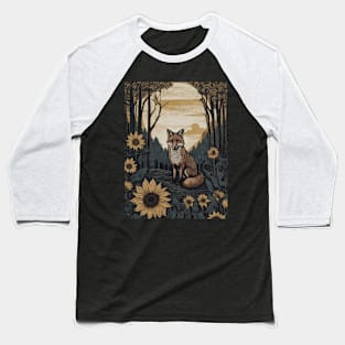 Sunflower Fox Baseball T-Shirt